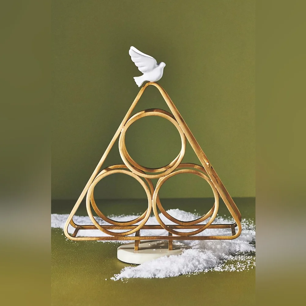 Anthropologie Paloma Dove Bird Brass Marble Wine Bottle Holder